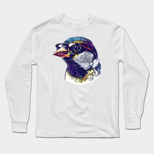 AvianVision Heritage: Tiny Bird, Big Specs Long Sleeve T-Shirt by Carnets de Turig